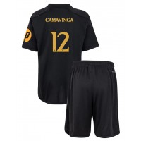 Dres Real Madrid Eduardo Camavinga #12 Tretina pre deti 2023-24 Krátky Rukáv (+ trenírky)